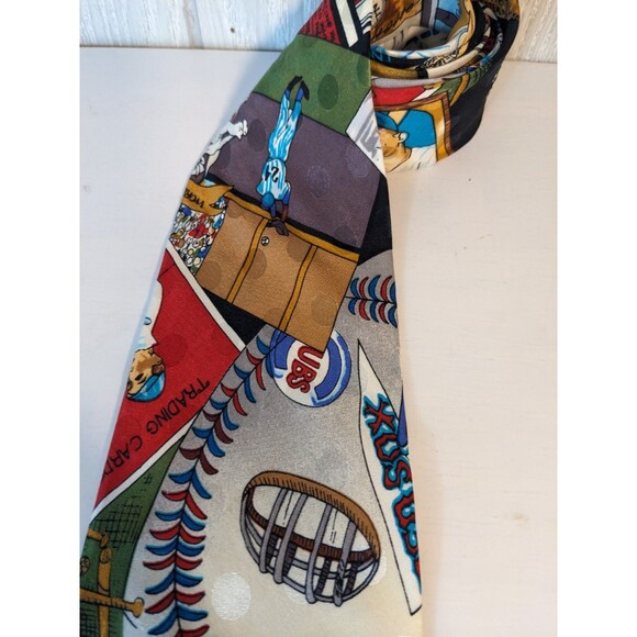 VTG Nicole Miller Baseball Theme 100% Silk Tie 1991 EUC - Picture 4 of 7